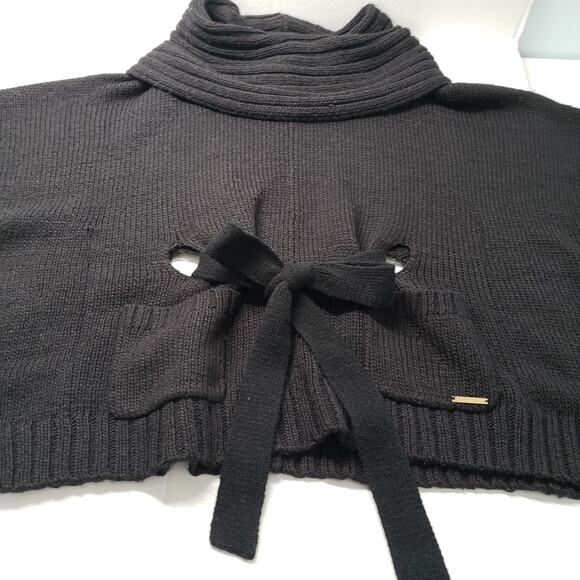 Michael Michael Kors Poncho Sweater Womens Small/Medium Black Knit Cowl Neck - Picture 7 of 16